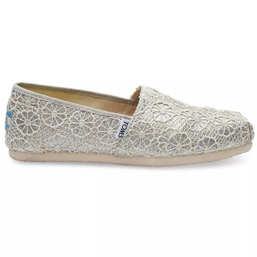 TOMS Floral Crochet Glitter Slip-On Shoes - Picture 2 of 9
